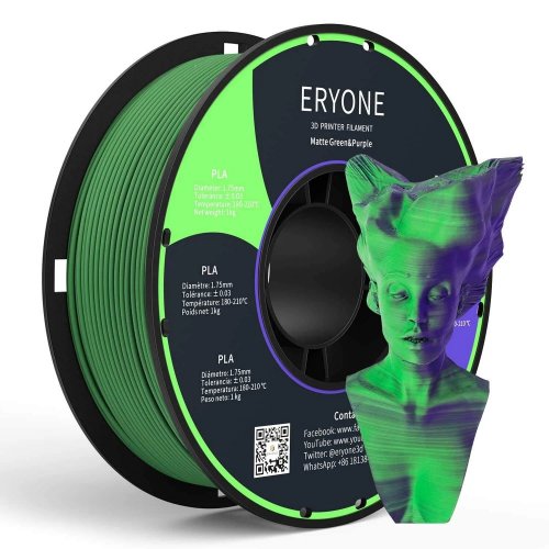 ERYONE Dual-Color Matte PLA - Purple&Green (1.75mm | 1 kg)