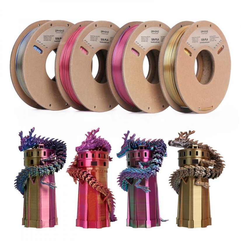 ERYONE Triple-Color Silk PLA SET - Gold&Silver&Copper+Red&Blue&Green+Red&Purple&Gold+Red&Yellow&Blue (1.75mm | 4x250g)