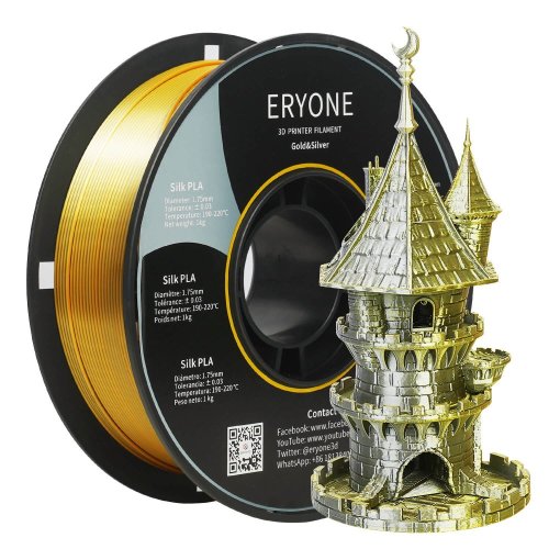 ERYONE Dual-Color Silk PLA - Gold&Silver (1.75mm | 1 kg)