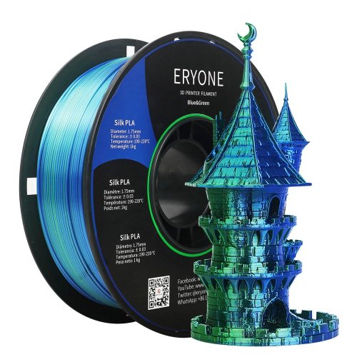 ERYONE Dual-Color Silk PLA - Blue&Green (1.75mm | 1 kg)