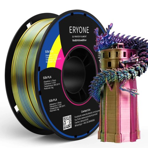 ERYONE Triple-Color Silk PLA - Red&Yellow&Blue (1.75mm | 1 kg)