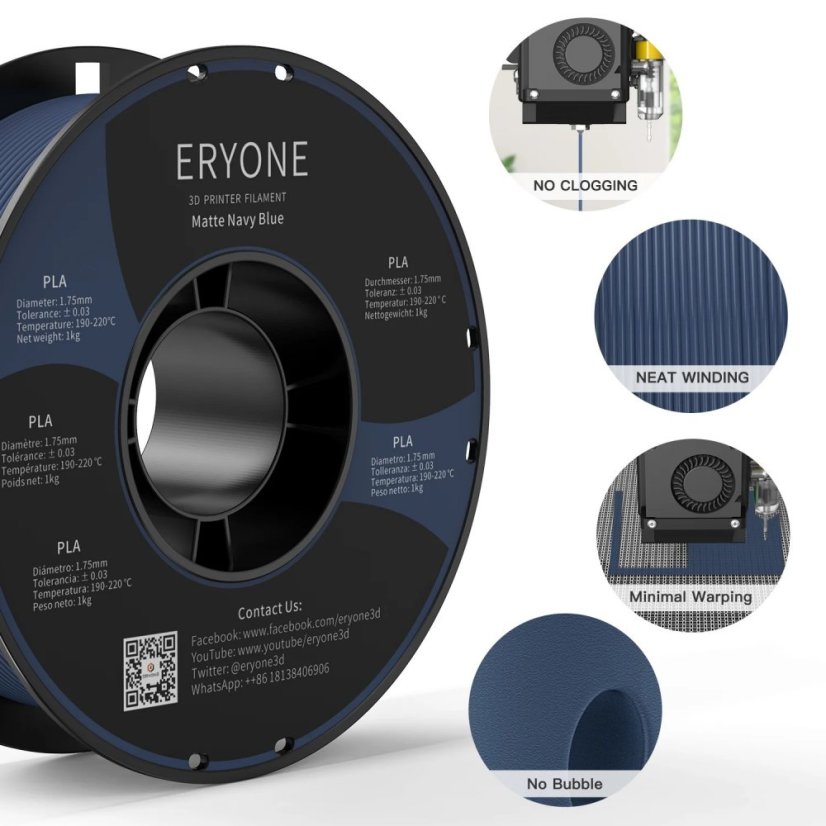 ERYONE Matte PLA - Navy Blue (1.75mm | 1 kg)