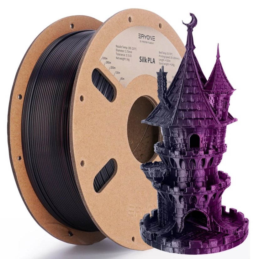ERYONE Dual-Color Silk PLA - Black&Rose Red (1.75mm | 1 kg)