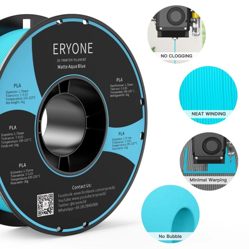 ERYONE Matte PLA - Aqua Blue (1.75mm | 1 kg)
