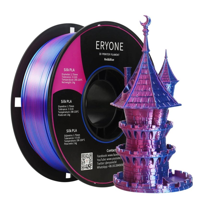 ERYONE Dual-Color Silk PLA - Red&Blue (1.75mm | 1 kg)