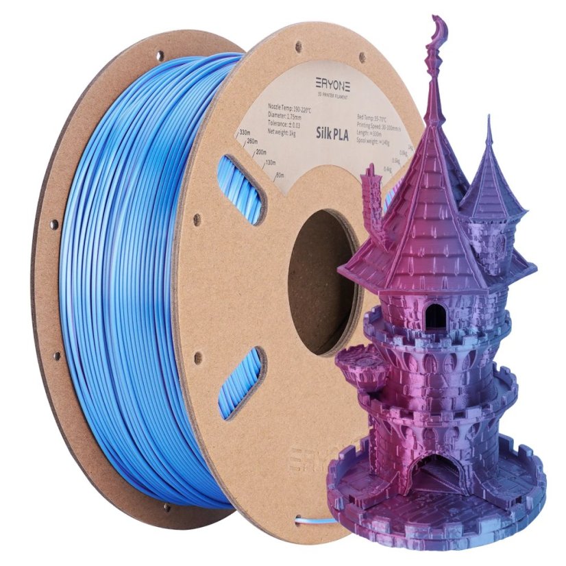 ERYONE Dual-Color Silk PLA - Rose Red&Light Blue (1.75mm | 1 kg)